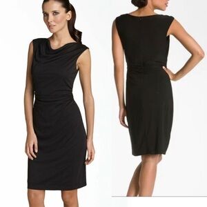 David Meister Black Ruched Sleeveless Dress | 6